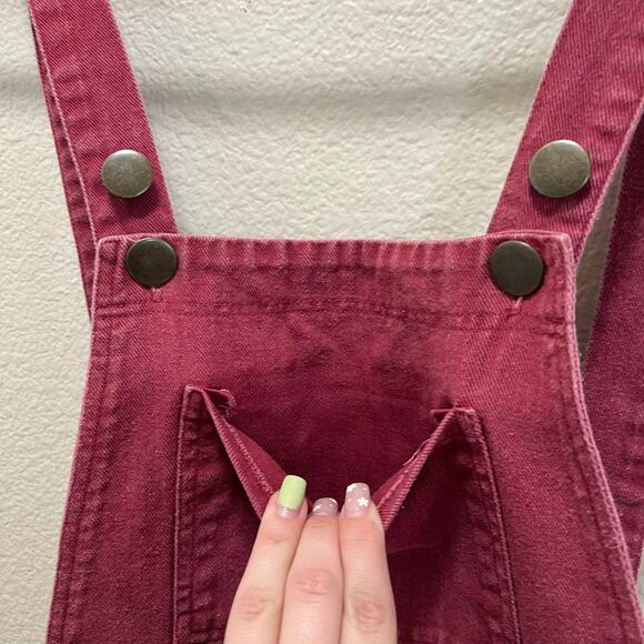 Forever 21 Dark Red Maroon Denim Overalls Size Medium Jeans Fall Size Medium - Picture 6 of 8